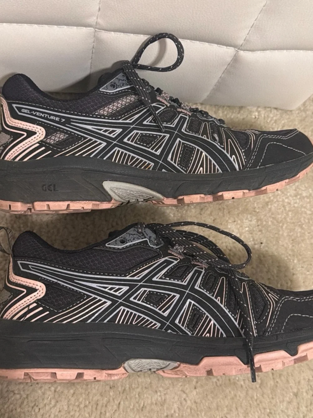 ASICS Black Trail Running Shoes with Pink Accents